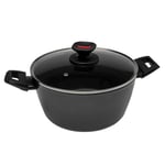 Zanetti Evolution Casserole à induction diamètre 24 cm, fond antiadhésif, haute épaisseur, casserole avec couvercle, poignée confortable deux poignées, noir