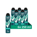 Sure Men Nonstop Protection Sensitive Anti-Perspirant Aerosol Deodorant Spray with Body Heat Activated technology for 72 hour sweat and odour protection 6x 250 ml