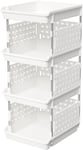 Bacs de Rangement Empilables, Panier Coulissant en Plastique à 4 Niveaux pour, Dressing, Armoire, Cuisine, Rangement de Placard, Blanc, 35 x 30 x 72 cm