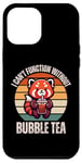 Coque pour iPhone 13 Pro Max Panda rouge rétro I Can't Function Without Bubble Tea Lover