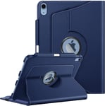 Coque Pour Ipad 10ème Génération 2022 10.9 Pouces - [Rangement De Stylet] Housse Rotative À 360° Étui Veille/Réveil Automatique Protection Ipad 10 2022,Bleu Foncé(Q1187)