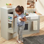 Cuisine Enfant Little Chef Dinette En Bois Grise Fille Garçon Jeux Td-12302a