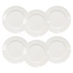 6PC Porcelain White Wave Dinner Plate Set. 27cm Diameter.