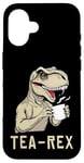 iPhone 16 Funny Tea Rex Tee Dinosaur Design Tea Drinking Lover Graphic Case