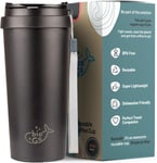 bioGo 450ml Midnight Black Travel Coffee Cup - Reusable Mug with Lid for Hot Dr