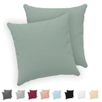 Twinzen® Taie Oreiller 50x50 (Lot de 2) - 100% Coton Jersey 150 GSM - Vert - Taie d'oreiller 50x50 - Housse de Coussin avec Fermeture Éclair - Certifié Oeko-Tex