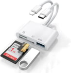 [Certifié Apple Mfi] Lecteur De Carte Sd Et Adaptateur Usb Otg Pour Iphone/Ipad, Double Adaptateur Lightning Usb C Vers Sd/Tf Avec Emplacements Pour Cartes Micro Sd/Sd, Prend En Charge Sd/Micro