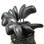 Läder Golf Iron Covers Club Cover Vattentät Black