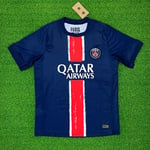 Paris Saint-Germain F.C. Kortärmad fotbollströja säsong 2425 Snabbtorkande andningsbar sportkläder Home S