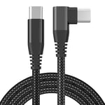 USB-C lader med vinklet kontakt 60 W PD hurtiglading Sort 2 m