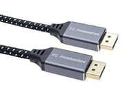 PremiumCord 8K DisplayPort 1.4 Cable M/M 1.5 m, DisplayPort to DisplayPort, 32.4 Gbps, Video 8 K @ 60 Hz, 4 K @ 120 Hz 2160p, HDCP 2.2, Gold-Plated Connectors, Textile Braided Cable