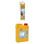 SIKA - Mastic silicone sanitaire - Spécial cuisines - Int/Ext - Longue durée - Blanc - 300 ml + Résine pour traitement intérieur des murs humides - Anti-moisissure - Anti-humidité - 2L