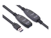 Elivi USB 3.0 A Forlenger kabel 15m Aktiv | M/F | 3.0 | Svart