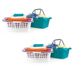 Beldray COMBO-2287 Lot de 4 paniers à linge portables avec poignées de transport, rangement de vêtements, panier à linge en plastique durable, capacité de 26 L, style solide/treillis, turquoise/blanc