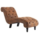 Chaise Longue Marron Similicuir Daim - Vidaxl