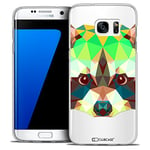 Caseink - Coque Housse Etui Galaxy S7 Edge [Crystal HD Polygon Series Animal - Rigide - Ultra Fin - Imprimé en France] - Raton Laveur