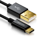 deleyCON 0,5m Câble USB-C - Câble de Charge Câble de Données - Nylon + Fiche Métallique - USB C vers USB A - Compatible avec Apple Samsung Google Huawei Xiaomi Tablet Laptop PC - Noir