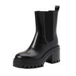 Calvin Klein Bottines Chelsea Femme Chunky Heeled en Cuir, Noir (Triple Black), 38