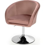 Costway - Chaise Pivotante en Velours, Fauteuil de Bureau réglable en Hauteur, Base Galvanisée Charge 125kg Rose