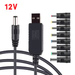 USB till DC 5V 9V 12V Adapter Omvandlarkabel USB till 8PCS DC-uttag för router Minifläkthögtalare WIFI Laddningsbankkontakt