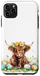 iPhone 11 Pro Max Highland Cow Spring Cute Easter Pattern Eggs Floral Flowers Case