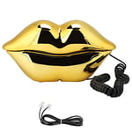 Landline Telephone, WX-3016 Mouth's Lips Shape Home Office Desktop Corded Fixed Telephone (golden)