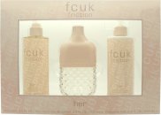 FCUK Friction Her Gift Set 100ml EDT + 250ml Body Lotion + 250ml Fragrance Mist