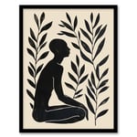 Artery8 Peace in the Leaves Meditation Minimal Yoga Zen For Living Room Artwork Framed Wall Art Print 18X24 Inch