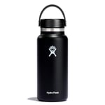 HYDRO FLASK - Gourde Isotherme 946 ml (32 oz) - Bouteille Inox à Isolation Sous Vide - Bouchon Antifuite et Revêtement par Poudre - Sans BPA - Ouverture Large - Noir