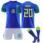 Qatar fotbolls-VM 2022 Brasilien Vini Jr #20 Tröja Samba fotboll T-shirts för herr Set Barn Ungdomar fotboll Tröjor Goodies Uppdatering av säsongen Kids 24(130-140cm)