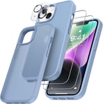 4 En 1 Coque Pour Iphone 14 Avec 2 Verre Trempé Et 1 Caméra Protecteur[Coussin D'air Intégré] Antichoc Antirayures Bumper Protection Housse Pour Iphone 14 6.1"", Bleu Clair[Iph230008]