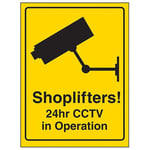 V Safety Shoplifters 24Hr CCTV Sign - 200mm x 300mm - Self Adhesive Vinyl