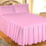 KING SIZE PINK 200 THREAD COUNT QUILTED FITTED BEDSPREAD EGYPTIAN COTTON LUXURY