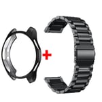 Band+ Fodral för Samsung Galaxy Watch 6 5 4 44mm 40mm Classic 46mm 42mm Rostfritt Stål Band Galaxy Watch 3 5 Pro 41 45mm Rem black black