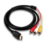 Hdmi till Rca-kabel, 1080p Hdmi till 3rca Set Top Box Hd-konverteringskabel, röd Ye