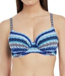 Fantasie La Manga Bikini Top Size 30F Underwired Full Cup Blue White Swim 6455