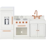 Teamson Kids - Grande Cuisine de Jeu Little Chef Paris avec Accessoires Complet, Blanc/Or Rose - White