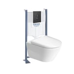 Pack WC suspendu sans bride DURAVIT D-Neo + bâti support GROHE Rapid SL Projet + abattant + plaque noir mat