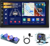 Android 13 Autoradio 8-Core 4G+64G Avec Carplay,Android Auto,Lien Miroir 2 Din 7 Pouces Ips Ecran Tactile Radio Gps Navi,Bluetooth 5.1,Dsp Radio Fm/Am/Rds Wifi 4G,Camera Autoradio Double-Din