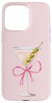 Coque pour iPhone 15 Pro Max Coquette rose en verre à martini pour cocktail, vodka, gin