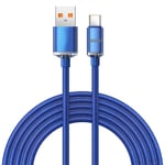 120W PD Typ C-kabel Supersnabb laddningskabel Snabbladdning USB C-kablar Telefonladdare för Samsung Xiaomi Huawei Oneplus POCO OPPO Blå Blue 2m