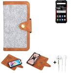 Felt Case + earphones for Ulefone Armor 6E Cover light grey