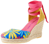 Agatha Ruiz de la Prada Femme Agatha 120 Sandale cale, Multicolore-Bleu/Fleurs, 38 EU