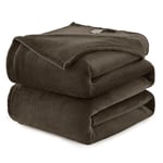 WAVVE Plaid Couverture Polaire Flanelle en Microfibre, Jeté de Canapé 230x270 Brun, Couverture lit Jete de Canape 2 Personnes, Plaid Fourrure Grand Chaud et Doux en Peluche, 270x230