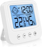 Thermomètre Hygromètre Intérieur Digital À Haute Précision,Hygromètre Digital Intérieur,Thermomètre Numérique De Bureau Avec Moniteur De Température Et D'Humidité-Rétroéclairage-Horloge