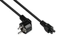 Good Connections P0105-S050 Câble d'alimentation Type E+F (CEE 7/7 coudé) vers C5 (Droit), câble d'alimentation pour Ordinateur Portable, Moniteur, 0,75 mm2 Noir