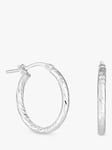 Simply Silver Diamond Cut Mini Hoop Earrings, Silver