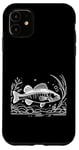 Coque pour iPhone 11 Line Art Poisson Aquariste & Ichtyologiste Doré jaune