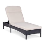 Chaise Longue De Jardin Transat De Plage Bain De Soleil Bronzage En Rotin Avec Coussin (Armature En Acier, Coussin Confortable, Capacité De Charge : 160 Kg, Beige) Helloshop26 14_0007451