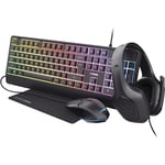 Trust Gaming Quadrox 4-in-1 Gaming Bundle Keyboard Mouse Headset Mic & Mouse Pad